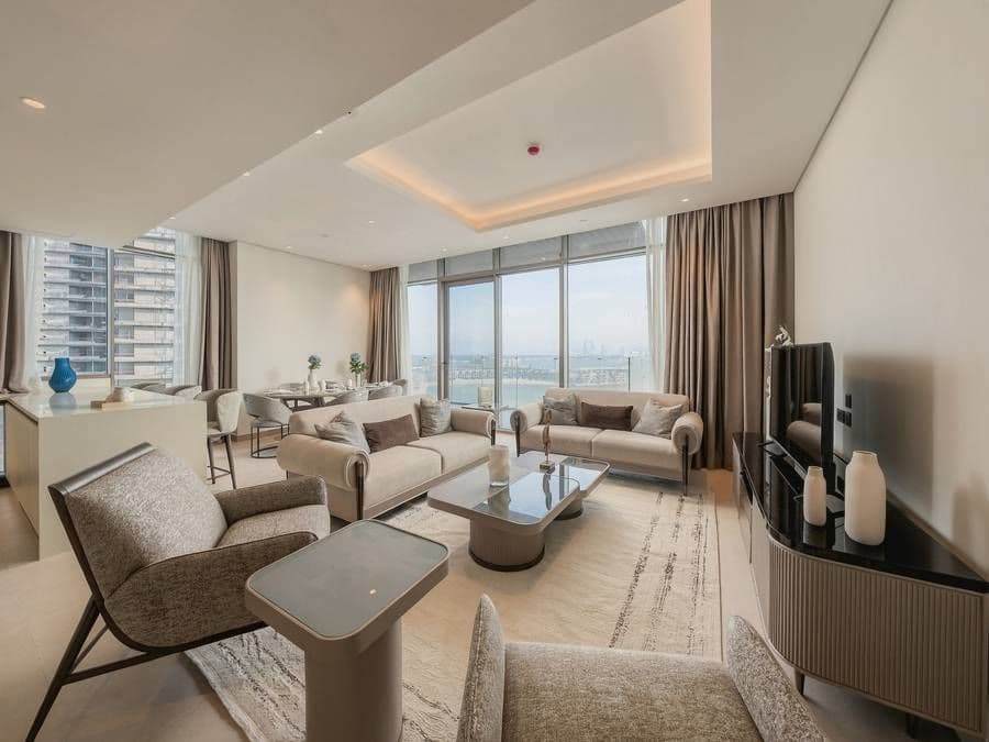 Living room of the furnished Unit 1003 mock-up apartment