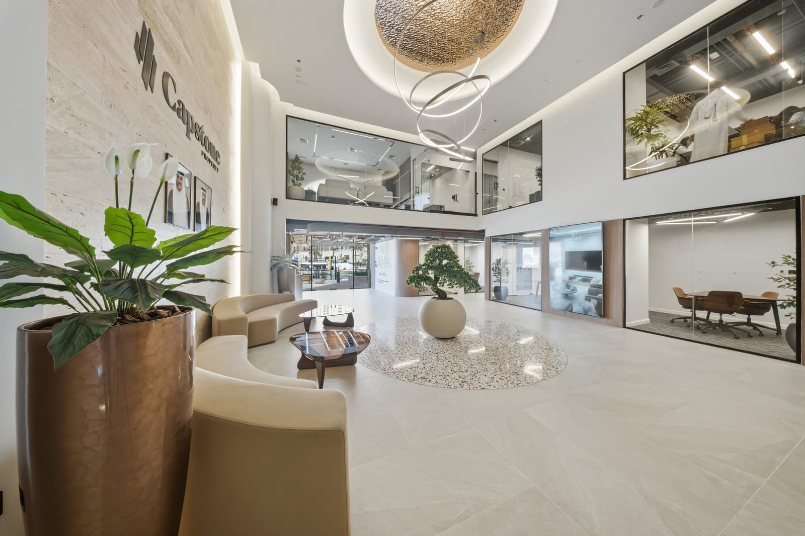 Reception and lounge area of the Capstone Property office in Doha